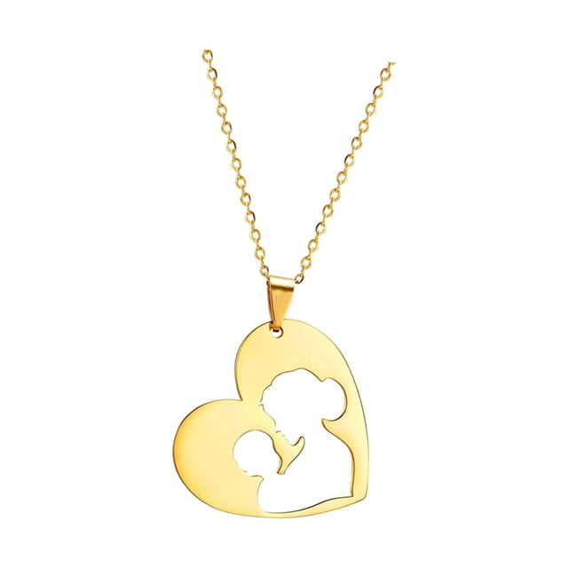 Collar con colgante de corazón para el Día de la Madre, ideal para celebraciones navideñas y bodas. Color dorado