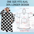 thumbnail image 4 of Oversized Wearable Blanket Hoodie,Black and White Checkered Pattern Sherpa Blanket Hoodie with Super Pockets,Super Warm Fuzzy Pullover for Women & Men, 4 of 6