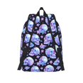 thumbnail image 2 of Lsque blue Skull flower Pattern Canvas Daypack, Durable Backpack, High-quality Versatile Backpack,Vintage Compact Backpack-Small, 2 of 6