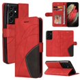 thumbnail image 1 of Case for Samsung Galaxy S21 Ultra 5G Leather Wallet Book Flip Folio Stand View Cover - Red, 1 of 5