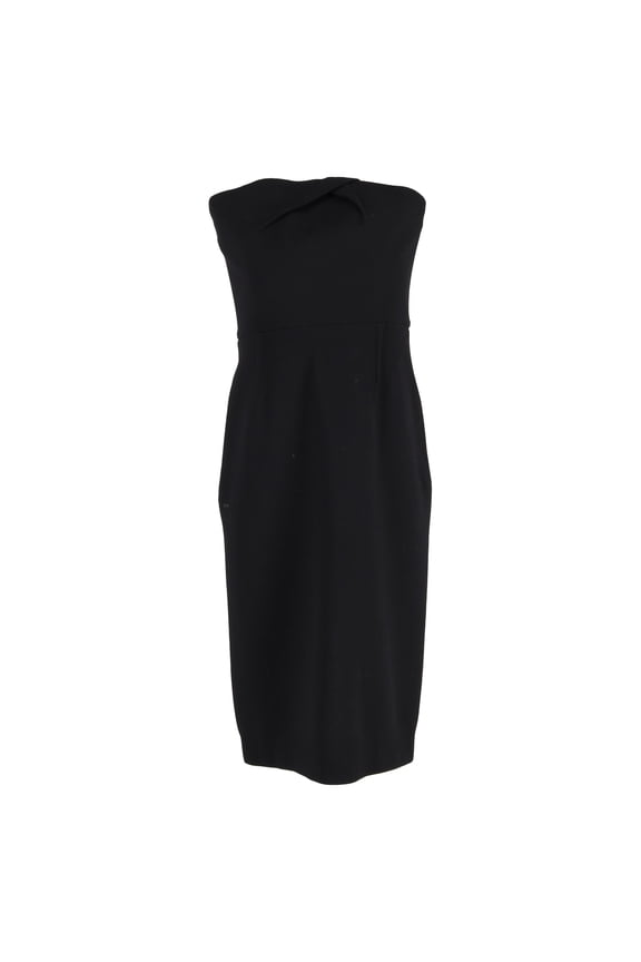 Pre-Owned Roland Mouret Crepe Strapless Sheath Dress in Black Wool