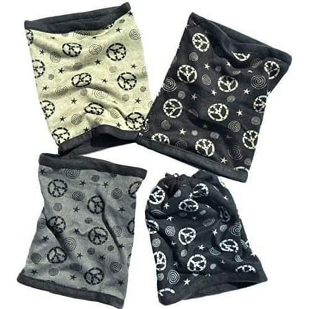 Best 4 Pk Peace Sign Heat Holding Thermal Ski Neck Warmer Gaiter for Men Women Casual Top Hat Infinity Scarf Scarves Unique Useful Snowboarding Gift Idea Under 5 Dollars Him Her Teen Boy Girl