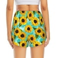 thumbnail image 4 of Qekee Sunflowers With Green Leaves for 2 in 1 Flowy Running Shorts for Women High Waisted Gym Tennis Shorts Double Layer Shorts with Pocket, 4 of 9