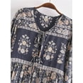 thumbnail image 4 of Boho Vintage Women Long Sleeve Floral Print Tie Neck Beach Bohemian Maxi Dress Ladies Rayon Cotton Summer Sundress Robe, 4 of 6