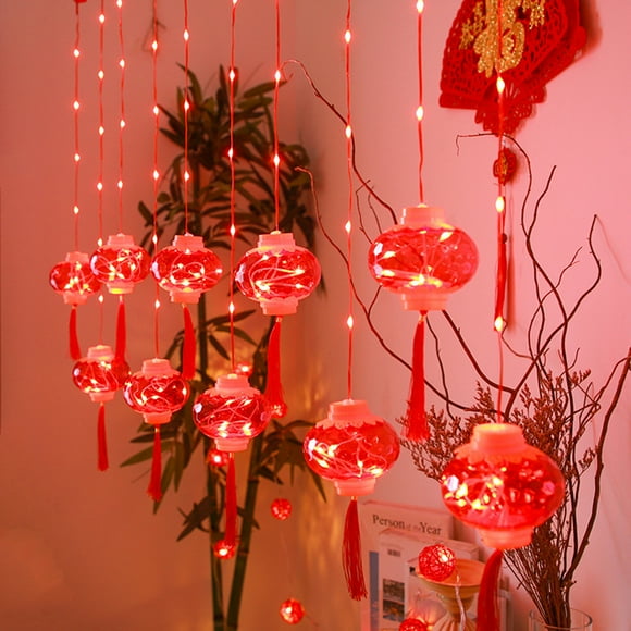 2022 New Year Red Lantern Curtain String Lights LED Spring Festival Fairy Light Street Festoon Light For Holidays Home Decor