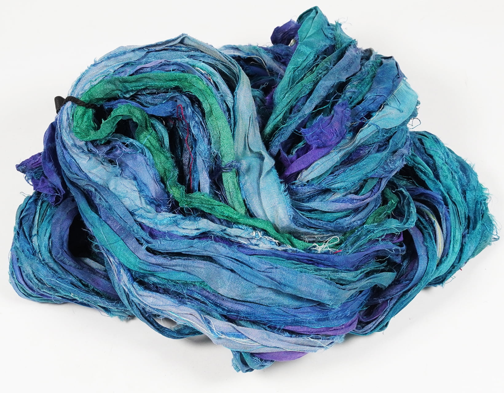 Vintageandyou Artisan Recycled Sari Silk Ribbon Yarn - 300g (3 x 100g Skeins) | Handmade Upcycled Silk Strips for Crochet, Macram, Weaving, Rug Hooking & Mixed Media Crafts | Blue