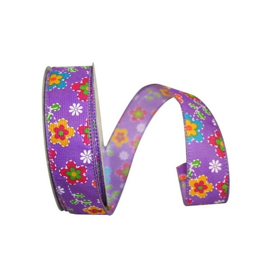Wire Edged Floral Dream Purple Flowered Ribbon 1 1/2" 25 Yards …