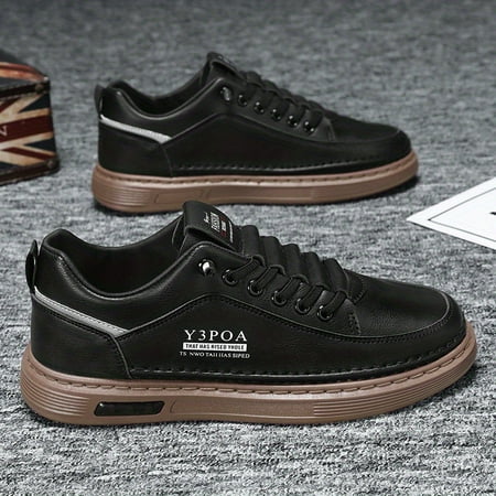 

SHZHHFKJCX Classic Solid and Comfortable Lace Up Low Cut Sneakers for Casual Wear Anti-skid PU Skate Shoes
