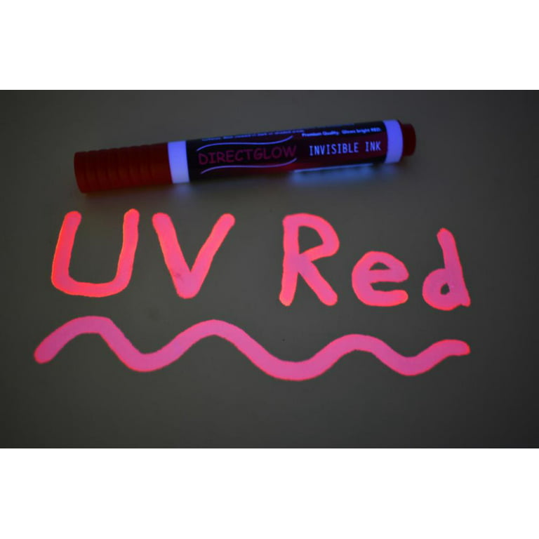 Opticz UV Blacklight Reactive Large Tip Invisible Ink Marker, Red