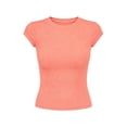 thumbnail image 4 of VNKIDY Womens Solid Color Crew Neck Short Sleeve Ribbed Knit Fitted TShirt Form Fitting Casual Tee For Everyday Wear Outings Casual Events Leisure Top, 4 of 5