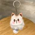 thumbnail image 3 of Plush Cat Keychain Faux Fur Pom Pom Cartoon Cat Bag Charm Keyring Accessory for Backpack Handbag Keys, 3 of 4