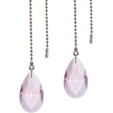 2pcs Pink Crystal Pull Chains for Light Fan Pull Chain Decorative Ornament Fan Pulls