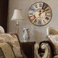 thumbnail image 5 of Christmas Decorations 12 Inch Silent Vintage Design Wooden Round Wall Clock Arabic Numerals Vintage Rustic Shabby Chic Style Wooden Round Home Decoration Wall Clock, 5 of 5