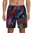 thumbnail image 2 of Picia Artistic Colorful Bird pattern Mens Swim Trunks with Compression Liner Stretch Beach Shorts Quick Dry with Zipper Pockets No-Chafing Board Shorts-Large, 2 of 9