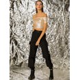 thumbnail image 3 of INSPIRE CHIC Women's Metallic Shiny Party Off Shoulder Crop Top, 3 of 6
