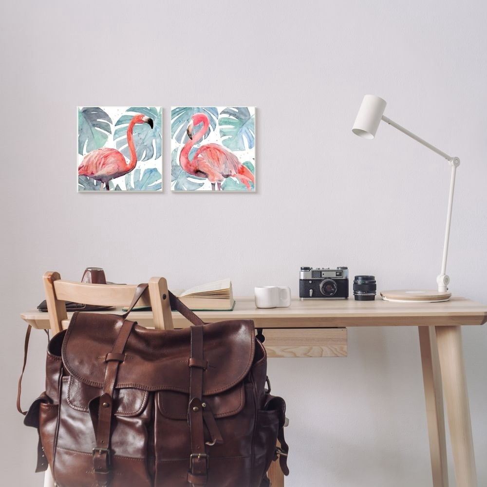 Stupell Industries Tropical Flamingos with Green Monstera Plants Designed by Annie Warren