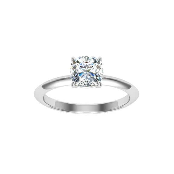 Oryn Jewel 1.4 Ct Cushion Cut Lab-Created Diamond Engagement Ring - 14K White Gold Over Delicate Solitaire Style for Women - Beautiful Wedding Jewelry - Thoughtful Gift for Her