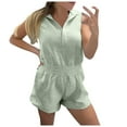 thumbnail image 2 of Kureaily Knit Romper Summer Sleeveless Adjustable Waistband Shorts Jumpsuits With Pockets Sleeveless Short Rompers Women Lightweight Jumpsuit, 2 of 4