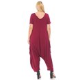 thumbnail image 4 of Pastel by Vivienne Women's Short Sleeve Harem Jumpsuit in Plus Size Wine X-Large, 4 of 4