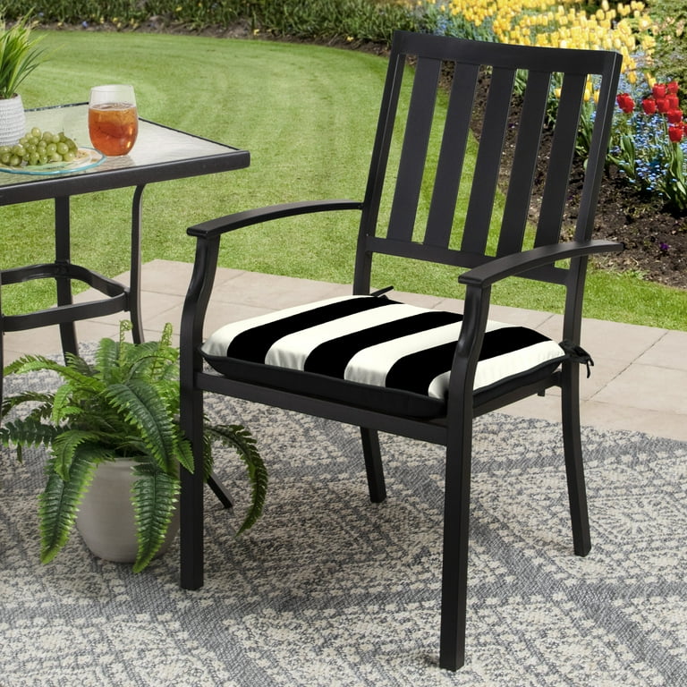 Better Homes & Gardens 18 x 19 Black Stripe Rectangle Outdoor Seat  Cushion (2 Pack)