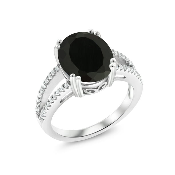Gem Stone King 925 Sterling Silver Black Onyx Women Ring 4 48 Cttw Gemstone Birthstone Available In Size 5 6 7 8 9 Walmart Com Walmart Com
