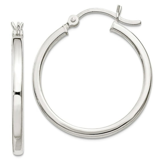 925 Sterling Silver Hollow Hinged 2.5mm Polished Hoop Earrings 25x25mm Wide 2.5mm Thick Hoop Earring for Women
