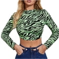 thumbnail image 2 of Puntoco Mujer Camiseta de manga larga con estampado de rayas Camiseta sexy sin espalda Vendaje Blusa de mujer Puntoco Puntoco-5731, 2 of 8
