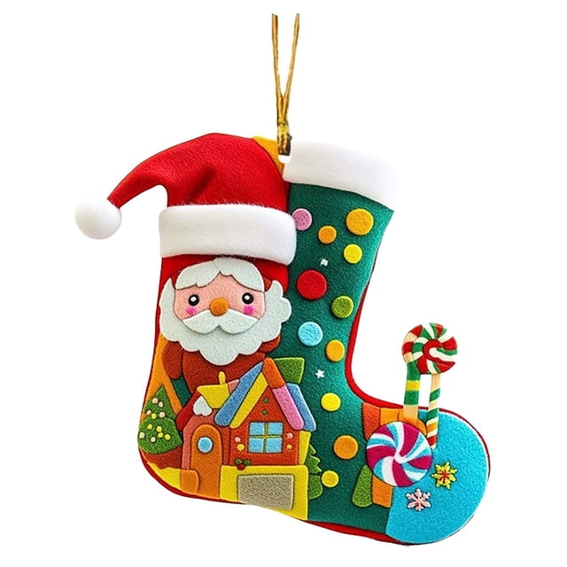 Felt Applique Stocking Making Kit, Toy Train Santa, Perfect for DIY Arts and Crafts