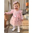 thumbnail image 6 of RUINIXCW Baby Girl Fall Outfits Crew Neck Long Sleeve Romper Dress and Headband 2Pcs, 6 of 8