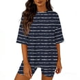 thumbnail image 1 of TaTaai Womens Casual Sport Tracksuit Solid Color Short Sleeve Round Neck Tops Shorts Set Elastic Comfortable Athletic Outfits For Yoga Gym Fitness Daily Casual Gift, 1 of 6
