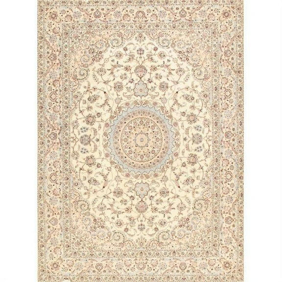 Pasargad Home Nain Colletion Hand-Knotted Silk & Wool Area Rug- 8' 4" X 11' 7"