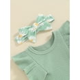 thumbnail image 6 of Suealasg 3Pcs Baby Girl Clothes Set Short Sleeve Ribbed Romper Daisy Print Shorts Headband Sets Infant Girls Summer Outfits 0-18 Months, 6 of 9