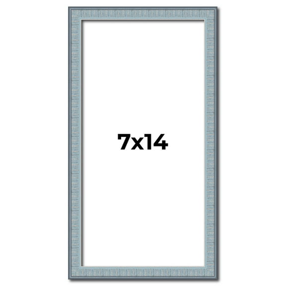 7x14 Frame Blue Scuffed Farm Board Solid Wood Picture Frame Width 0.75 Inches | Interior Depth 0.5