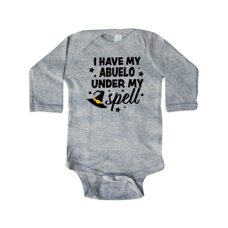 

Inktastic I Have My Abuelo Under My Spell with Cute Witch Hat Gift Baby Boy or Baby Girl Long Sleeve Bodysuit