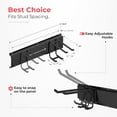 thumbnail image 3 of Garage Wall Organizer | 48" Heavy-Duty Tool Storage Rack | Adjustable Double-Layer Hooks | 300 lbs Capacity | Carbon Steel Wall Mount Holder for Shovels, Rakes, Ladders & Power Tools, 3 of 10