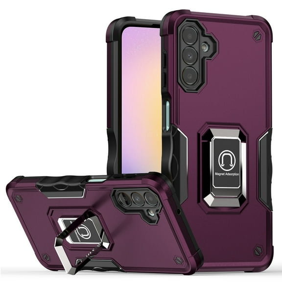 For Samsung Galaxy A25 5G Hybrid Cases with Magnetic Ring Holder Stand Kickstand Heavy Duty Rugged Drop Silicone Shockproof Cover ,Xpm Phone Case [ Purple ]