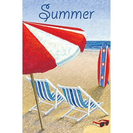 Patriotic Beach Chairs Summer Garden Flag Surfboard Umbrella Sand Shore 12x18