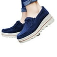 thumbnail image 2 of hopeusnice Women's Suede Loafers Slip On Wedge Platform Shoes Comfortable Breathable Bowknot Tassel Flatform Walking Shoes Blue 43, 2 of 5