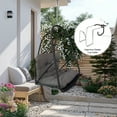 thumbnail image 3 of iCapeson Egg Chair with Stand for Patio & Indoor - Wicker Hanging Swing Chair with Cushion, Foldable Rattan Chair with Built-in Cup Holder, 350lbs for Balcony, Garden, Bedroom（black）, 3 of 7
