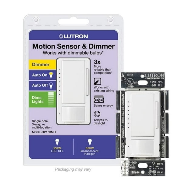 Interruptor electrónico Lutron Maestro con sensor de ocupación blanco 120 V