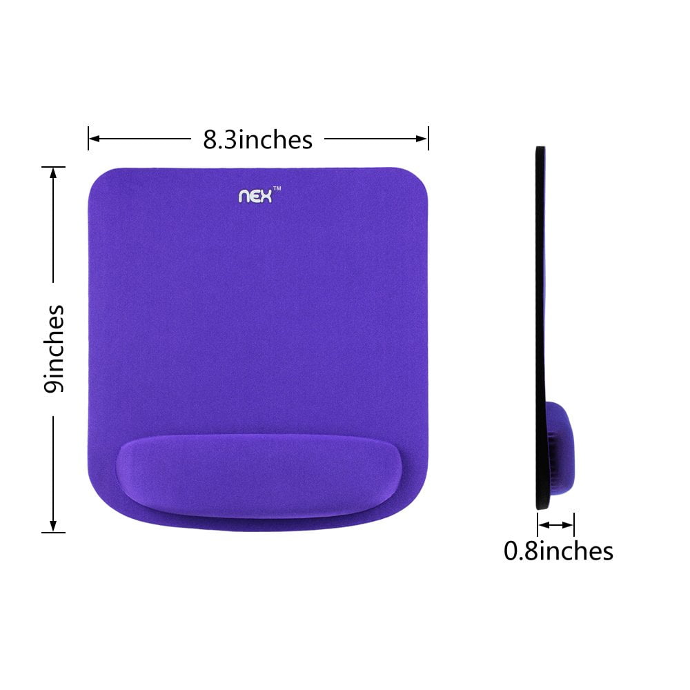 NEX Mouse Pad with Memory Foam Wrist Rest, Non-slip Rubber Base Mouse Mat for Typist Office (Purple)