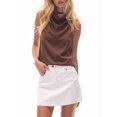 thumbnail image 3 of Women's Tank Tops Halter Draped Front Backless Womens Summer Tops Elegant Camisole Tops Brown M, 3 of 6