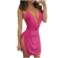 thumbnail image 2 of ClodeEU Fashion Womens Sexy Deep V-Neck Halter Backless Slit Mini Party Club Dress, 2 of 6