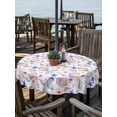 thumbnail image 2 of Outdoor Tablecloth with Umbrella Hole Zipper Blue Flower Round Tablecloth 60" Waterproof Outside Table Cloth Summer Coastal Shell Ocean Conch Starfish Patio Table Cover Tablecloths for Picnic Party, 2 of 8