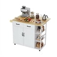 thumbnail image 1 of Rolling Kitchen Island Cart with Drop Leaf,2 Drawers & 3-Tier Spice Racks, Movable Storage Cart with Towel Holder for Kitchen, Dining Room, White, 1 of 4