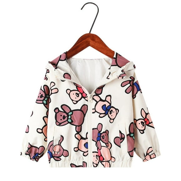 AAMILIFE Spring Jacket for Girls Coats Hooded Unicorn Rainbow Pattern Girls Clothes Outerwear Kids Windbreaker Girls Jackets