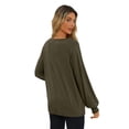 thumbnail image 3 of WBQ Womens Long Sleeve Tops Crew Neck Casual Pleated T Shirts Fashion Dressy Tunic Blouses, 3 of 7