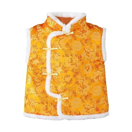 

koaiezne Toddler Kids Fleece Vest Coat Chinese Calendar New Year Sleeveless Traditional Tang Suit Tops Baby Coat Performance Boys Coats Size 12 Teen Winter Coats Boy