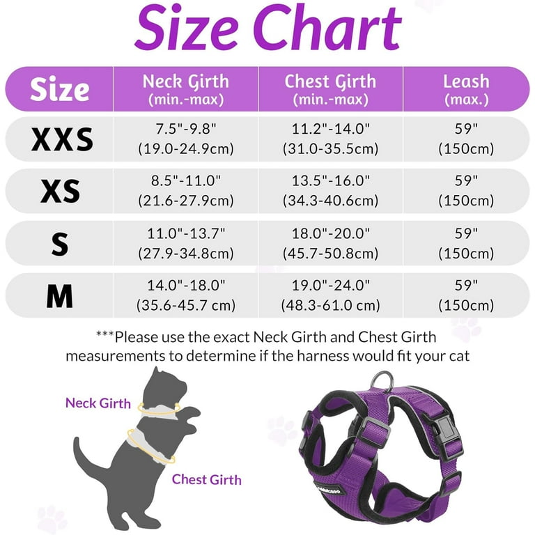 rabbitgoo Adjustable Cat Harness and Leash Set Light Purple S