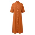 thumbnail image 4 of Dpytoraw Women's Loose Casual Three Quarter Sleeve Linen Shirt Dress For Spring And Summer Midi Dresses for Women, 4 of 5